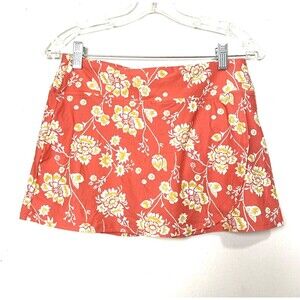 Loft Beach Swim Skirted Bikini Bottom Size XS Women's Tropical Print Orange